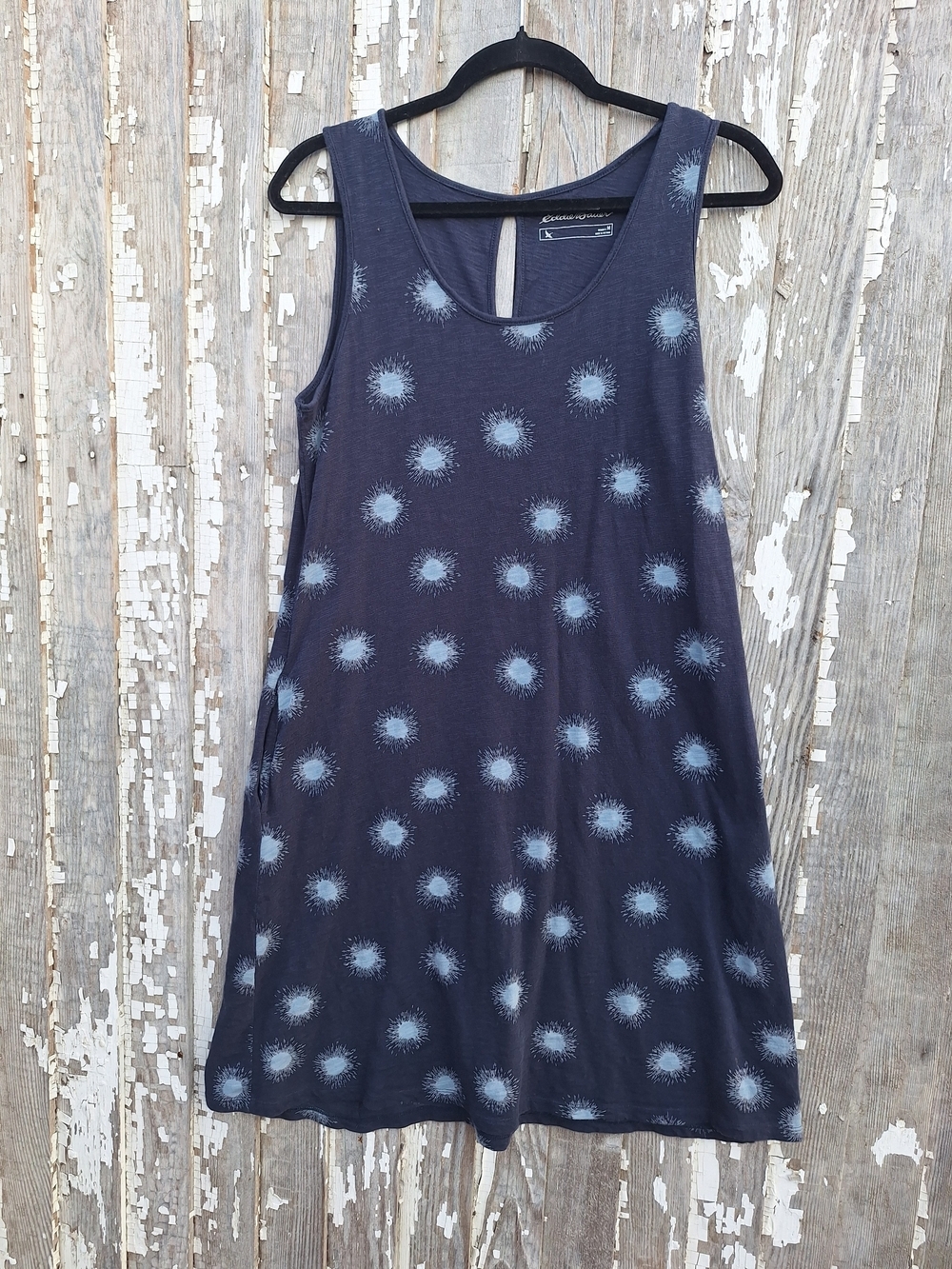 Eddie Bauer Navy Tank Dress with Light Blue Burst Print